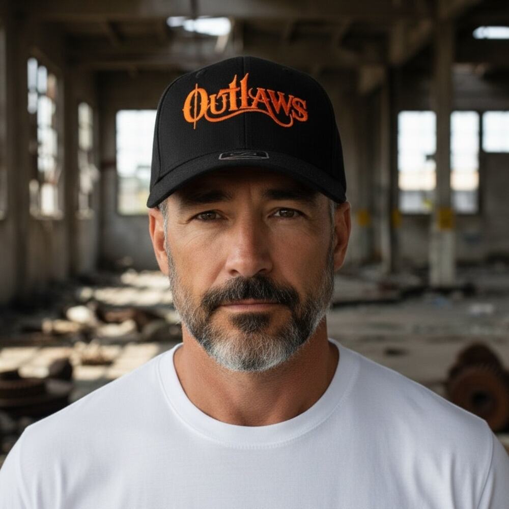Cap America Outlaws Hat PBR Black Orange Trucker Snapback Premium Line Cap